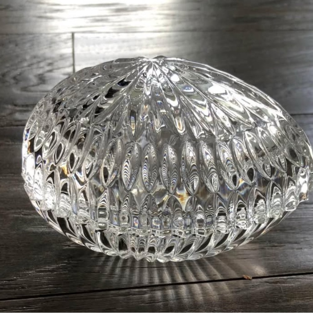 Gorham Chantilly Lead Crystal Lidded Egg Trinket Jewelry Box, Easter decor,gift